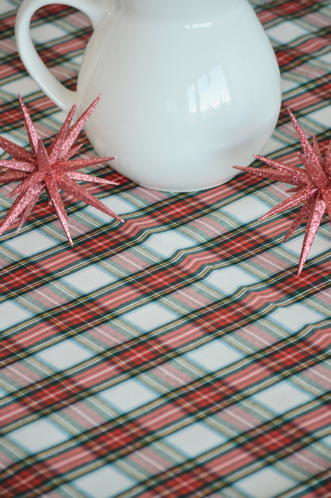 MANTEL ALGODÓN TARTÁN BLANCO